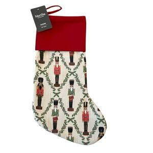 MARTHA STEWART Christmas Nutcrackers Stocking 22in Cotton Holiday Decor NEW